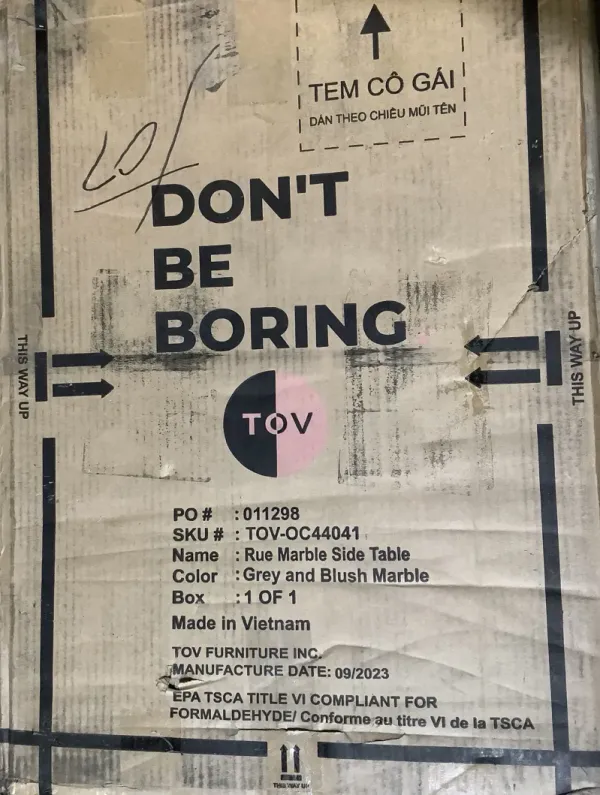 Rue Grey and Blush Marble Side Table