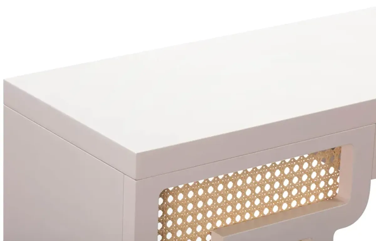 Suzie Cream & Rattan Console Table