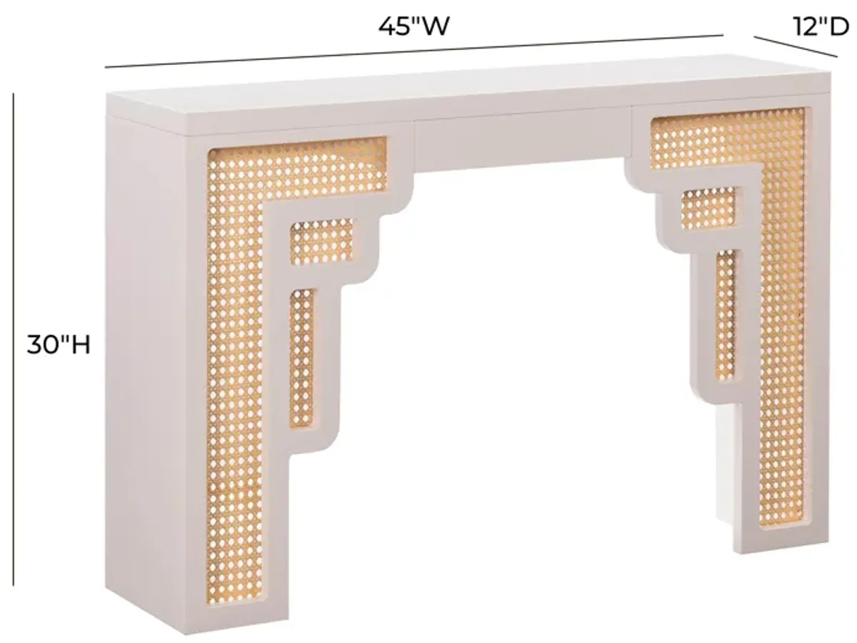 Suzie Cream & Rattan Console Table