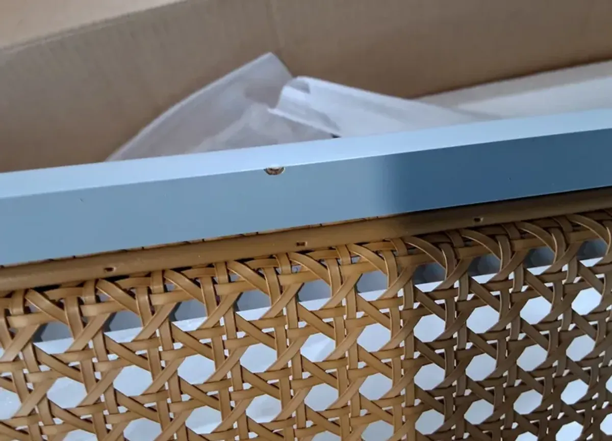 Suzie Pastel Blue & Rattan Console Table
