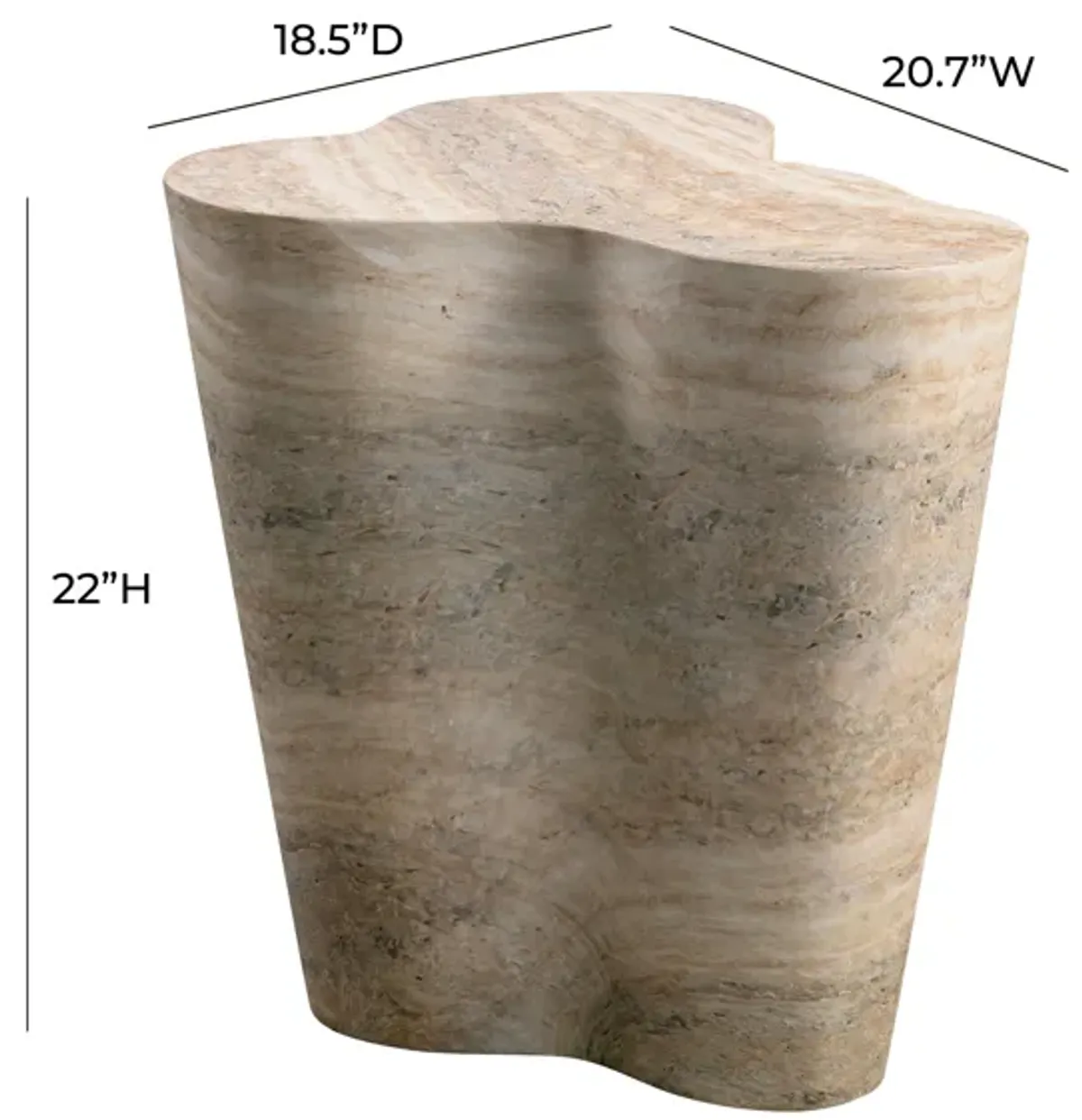 Slab Faux Travertine Tall Side Table