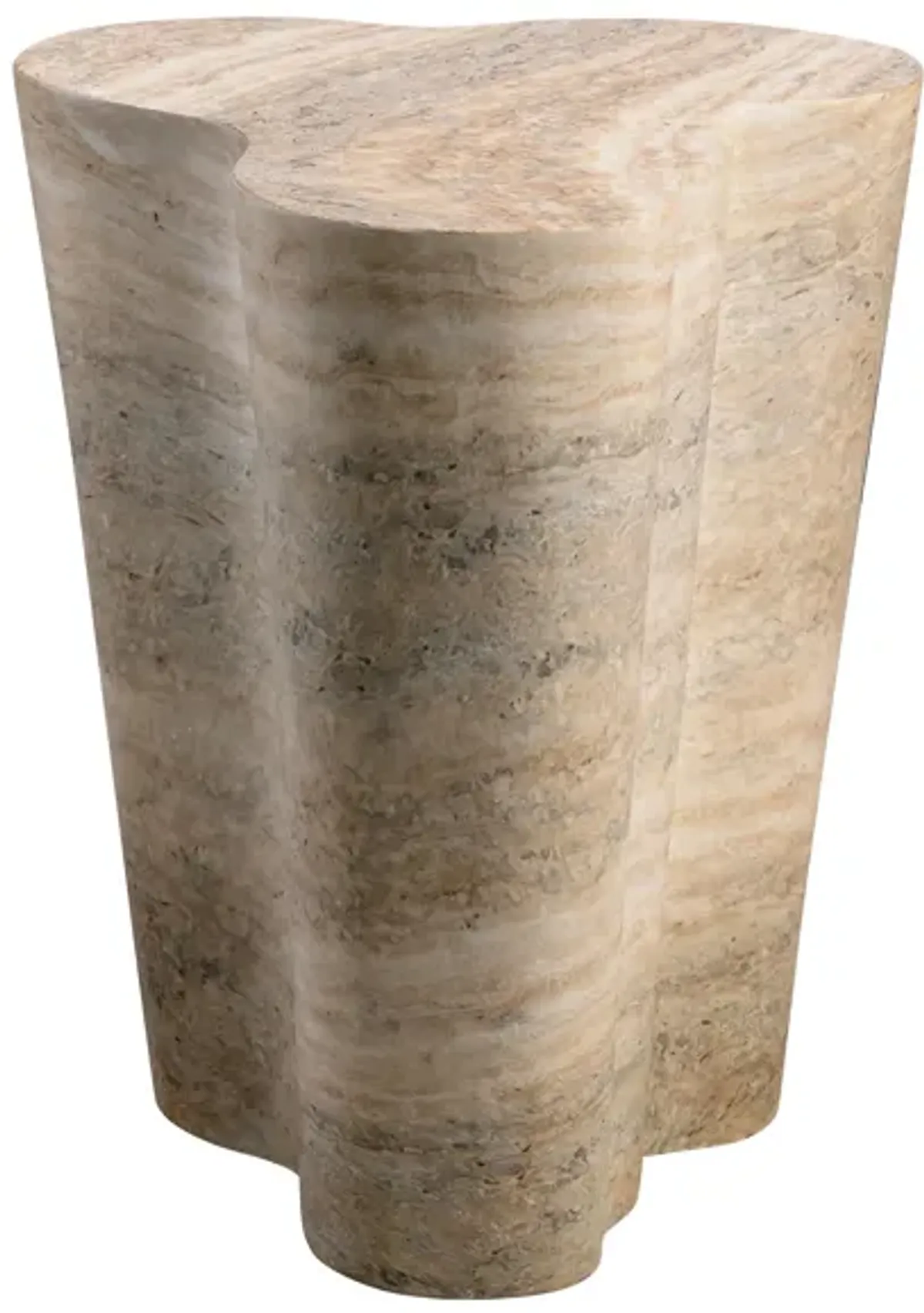 Slab Faux Travertine Tall Side Table