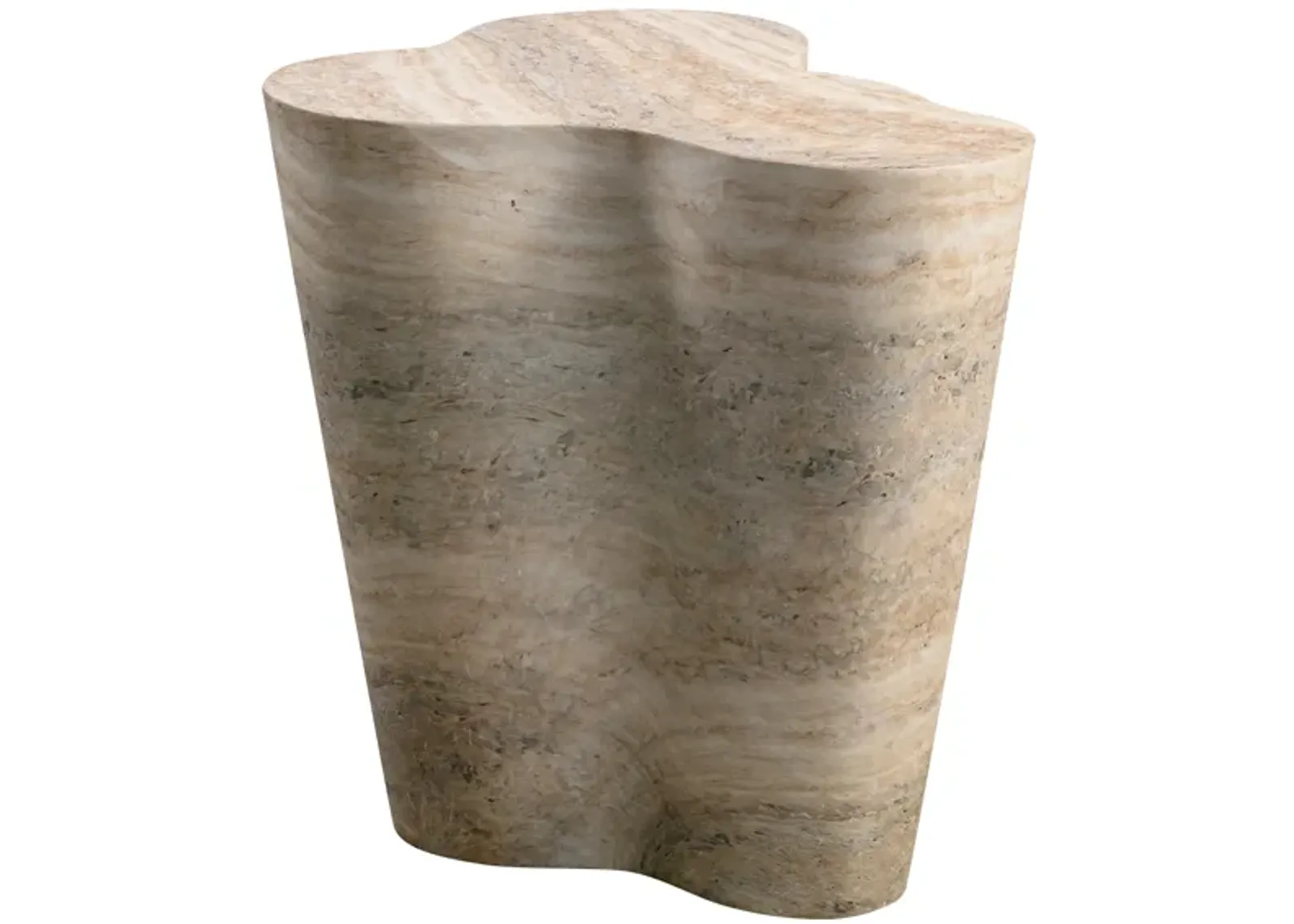 Slab Faux Travertine Tall Side Table