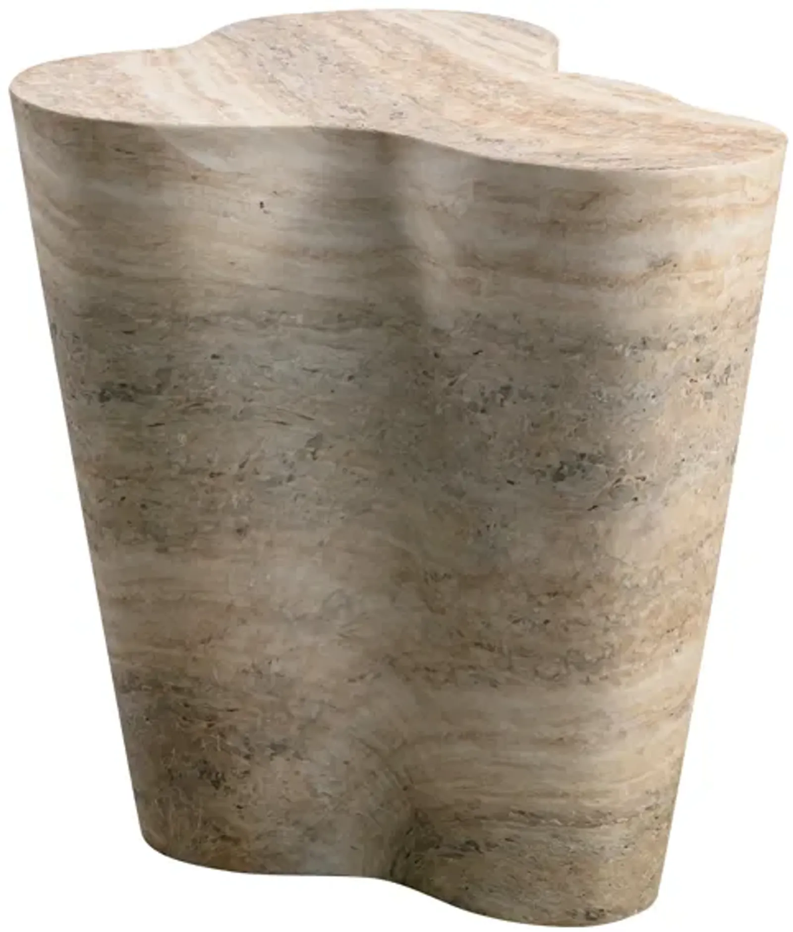 Slab Faux Travertine Tall Side Table