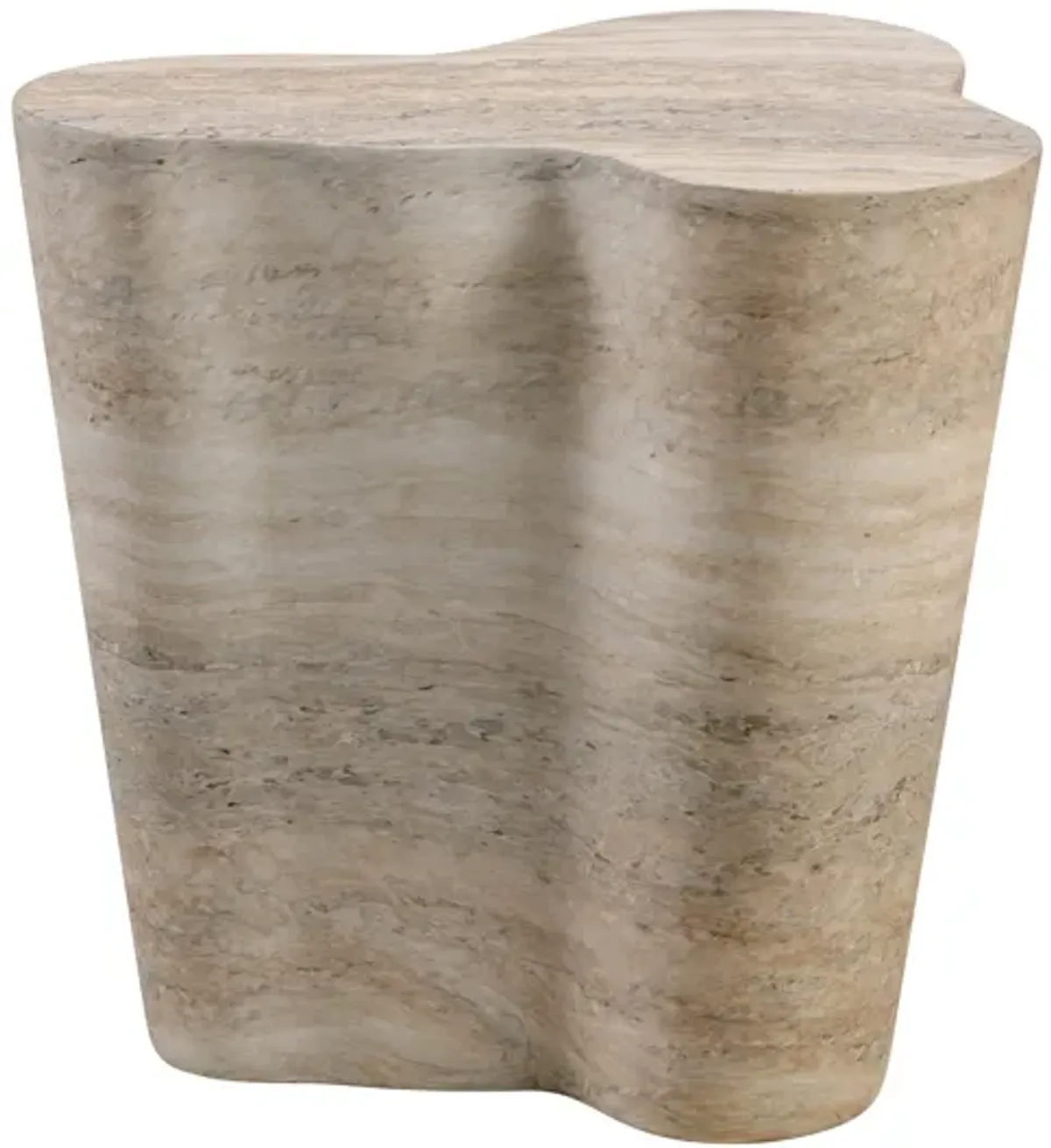 Slab Faux Travertine Short Side Table