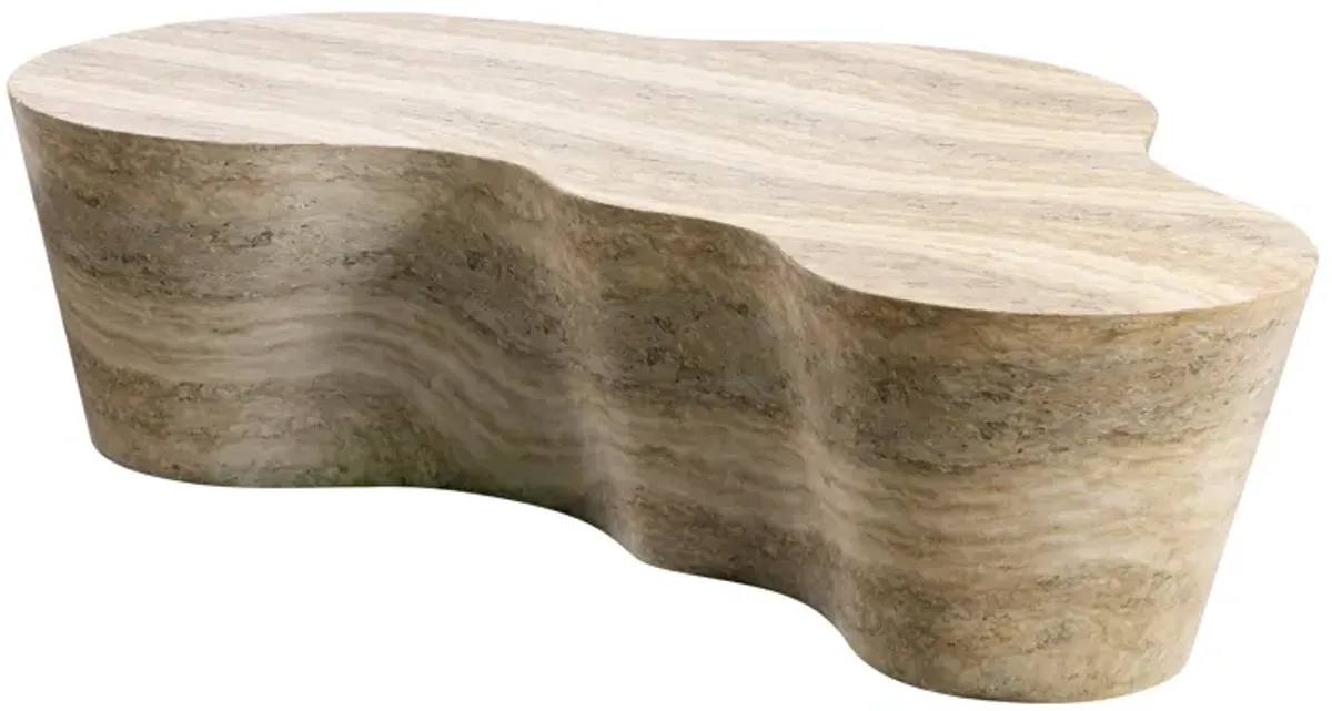 Slab Faux Travertine Coffee Table