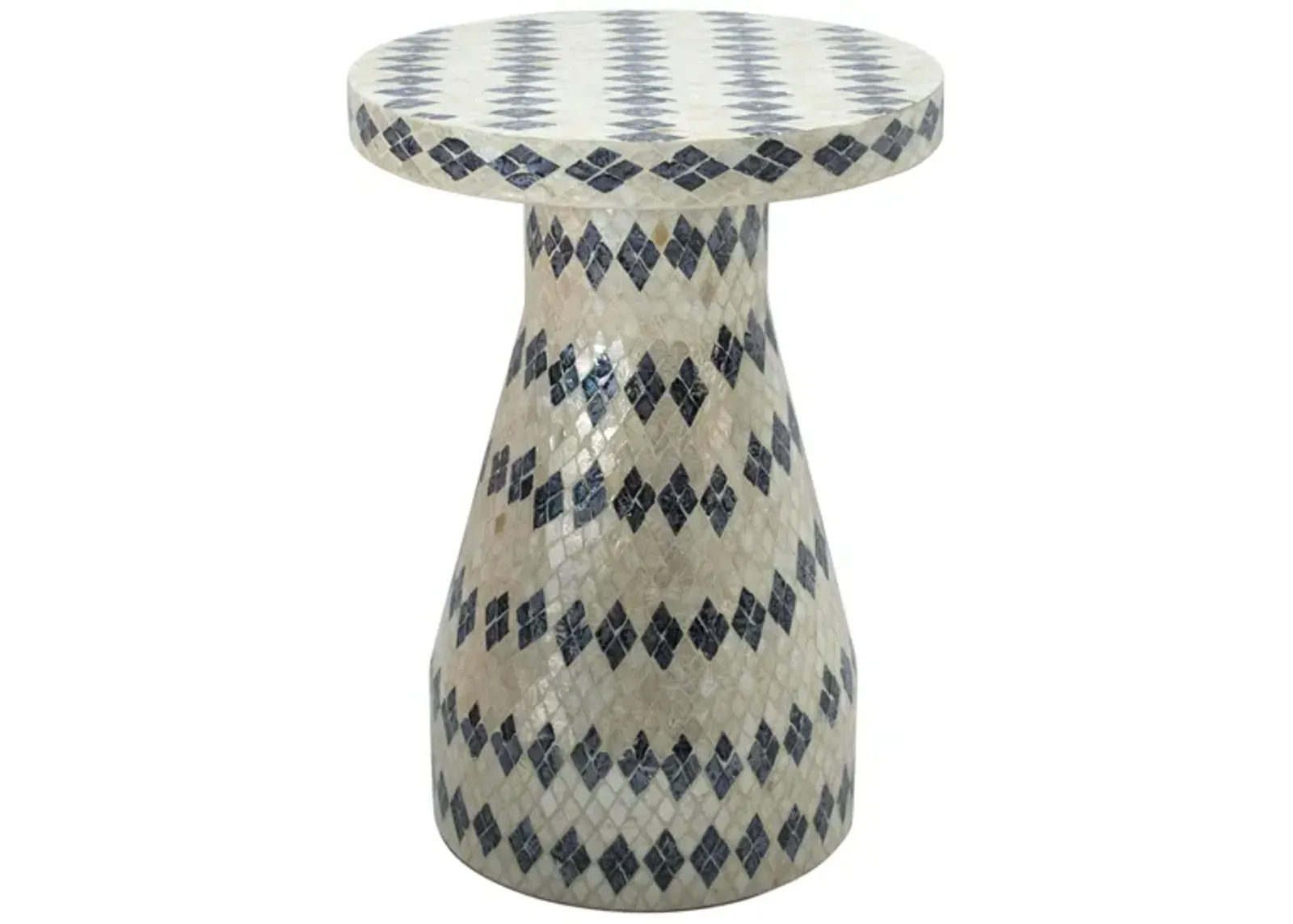 Halio Cream & Blue Checkered Shell Side Table