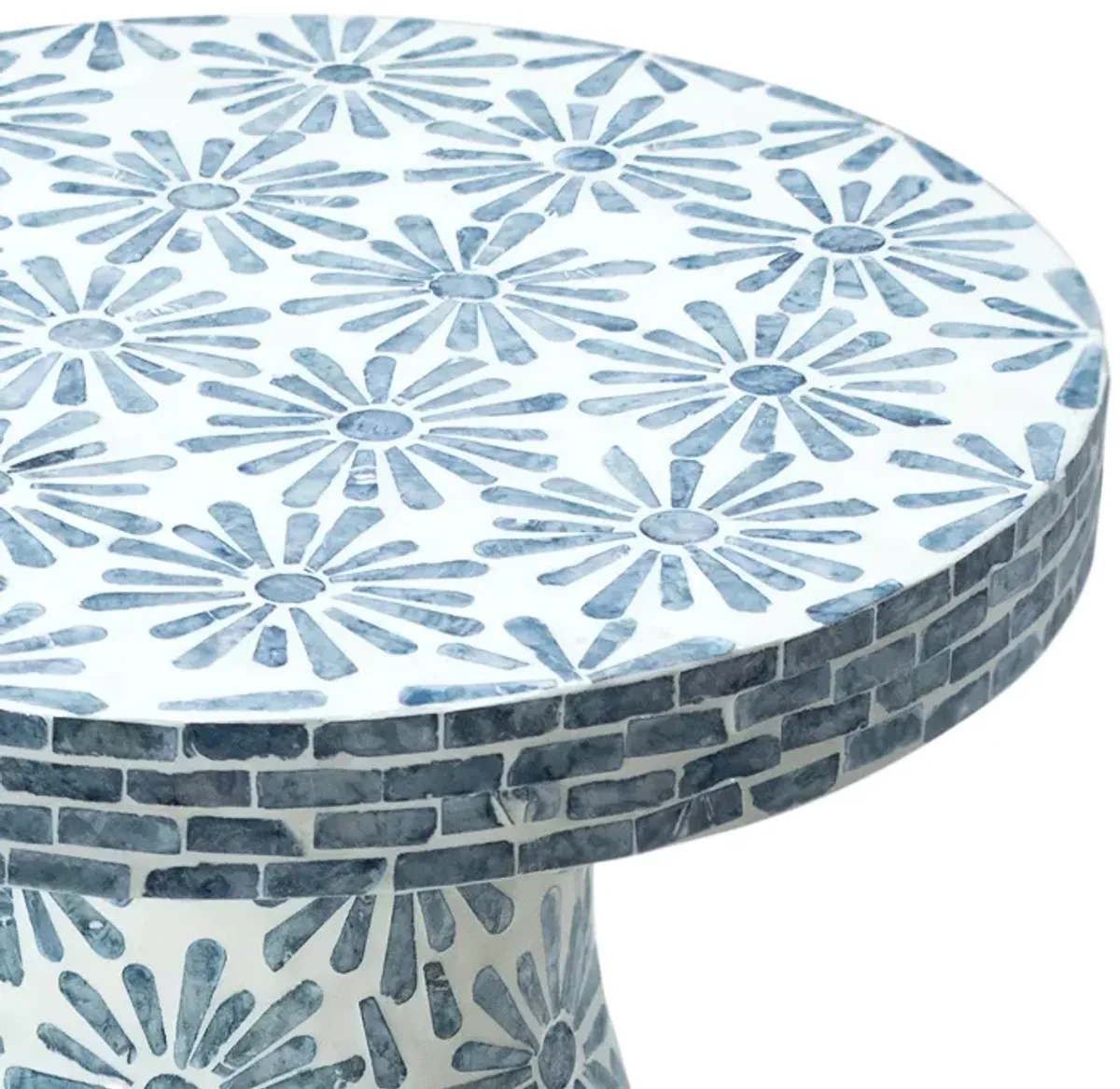 Halio Blue Floral Shell Side Table