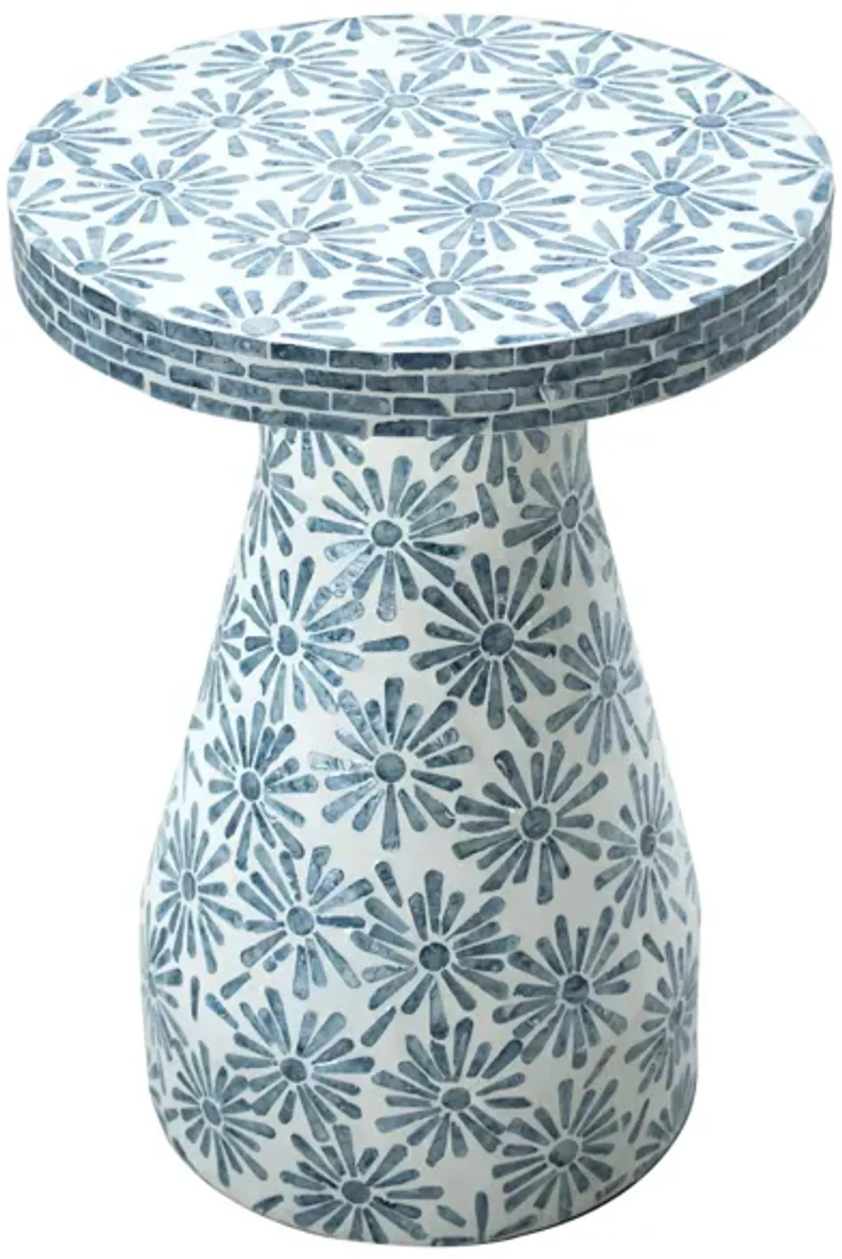 Halio Blue Floral Shell Side Table