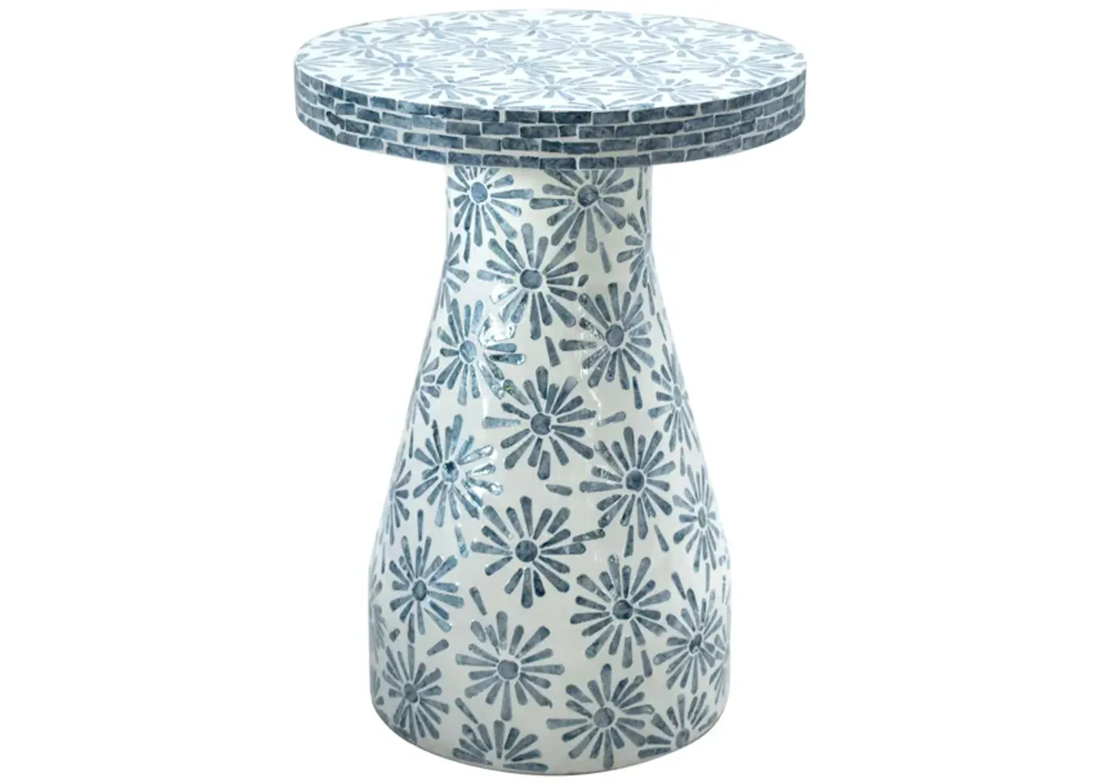 Halio Blue Floral Shell Side Table