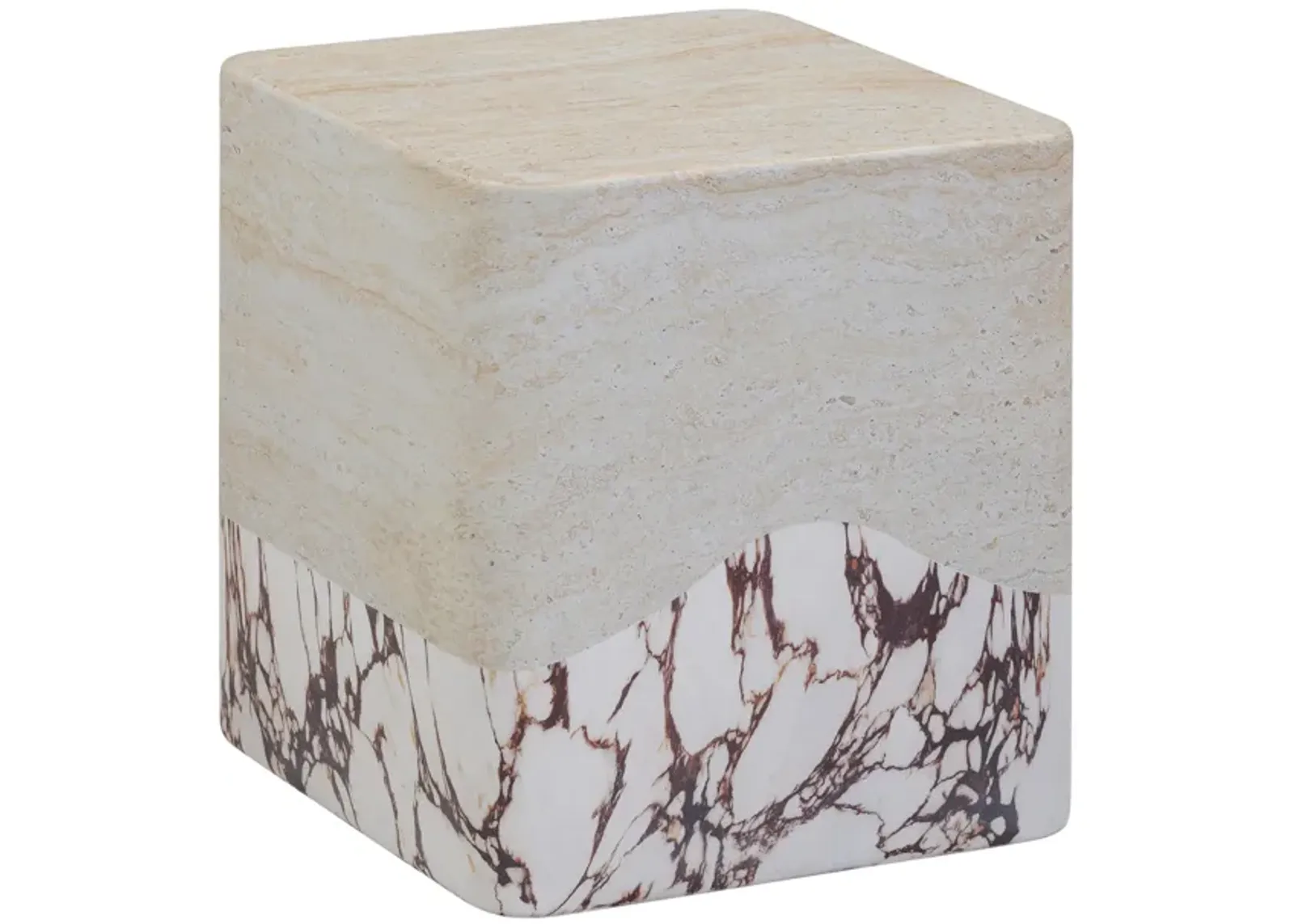 Brut Travertine & Breccia Concrete Indoor / Outdoor Side Table