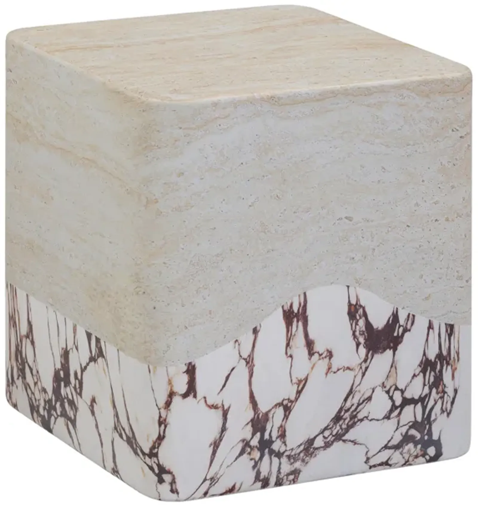 Brut Travertine & Breccia Concrete Indoor / Outdoor Side Table