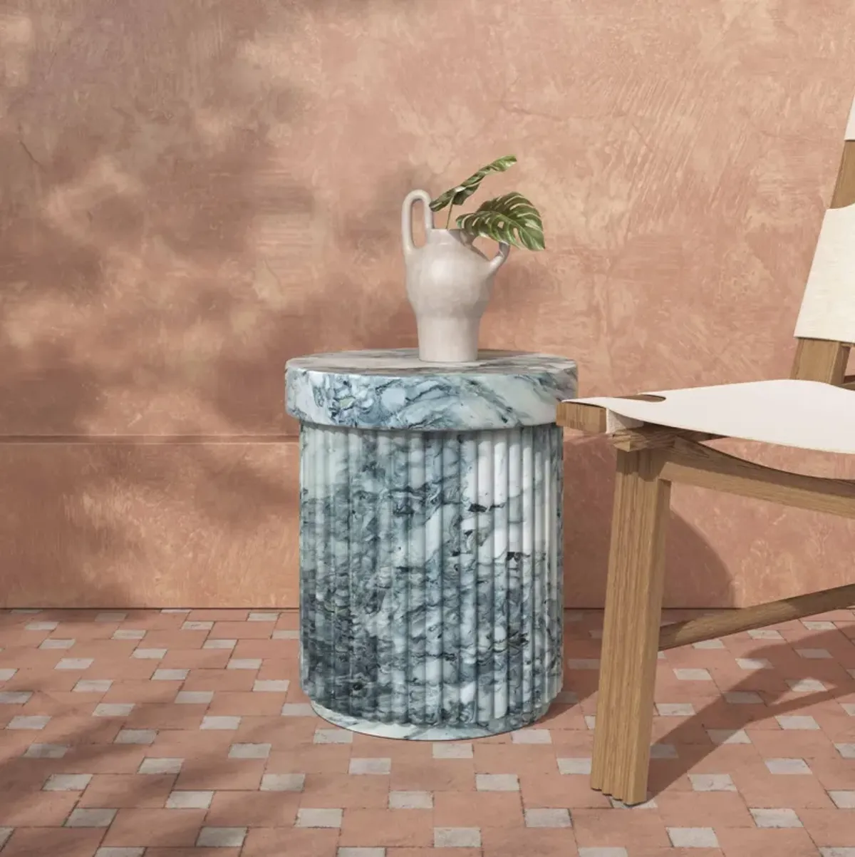 Serafina Marble Pattern Concrete Indoor / Outdoor Side Table