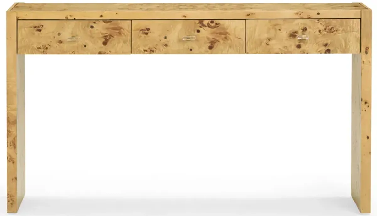 Brandyss Natural Burl Console Table