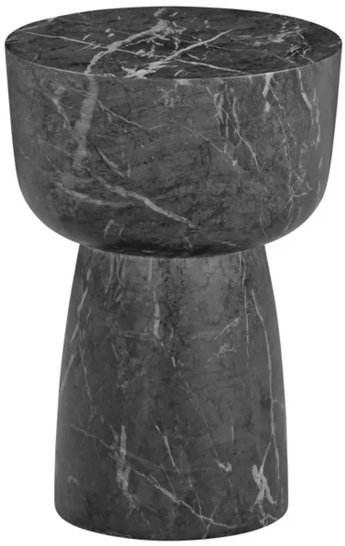 Charra Black Faux Marble Indoor/Outdoor Side Table