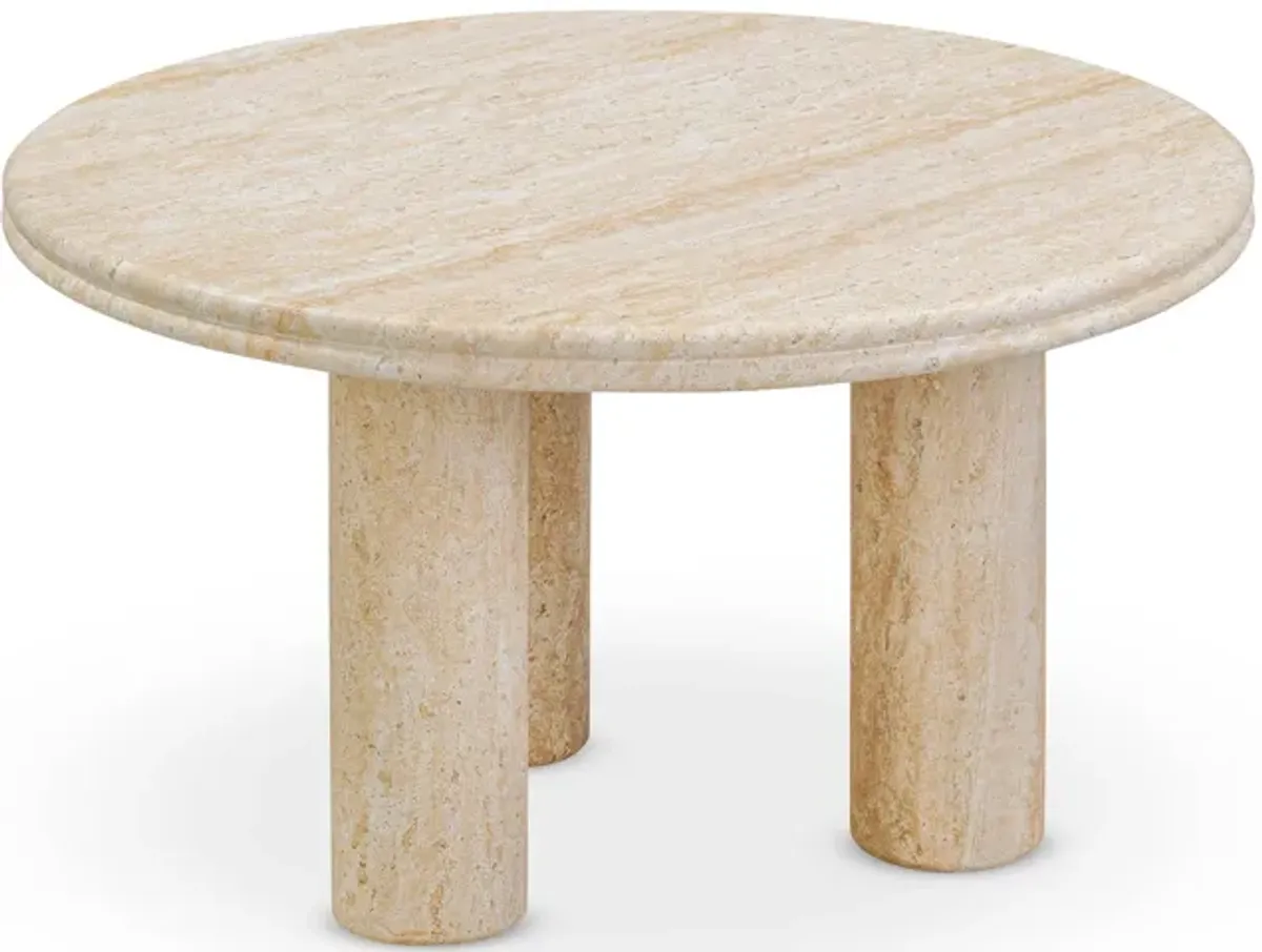 Amora Faux Travertine 26" Round Accent Table