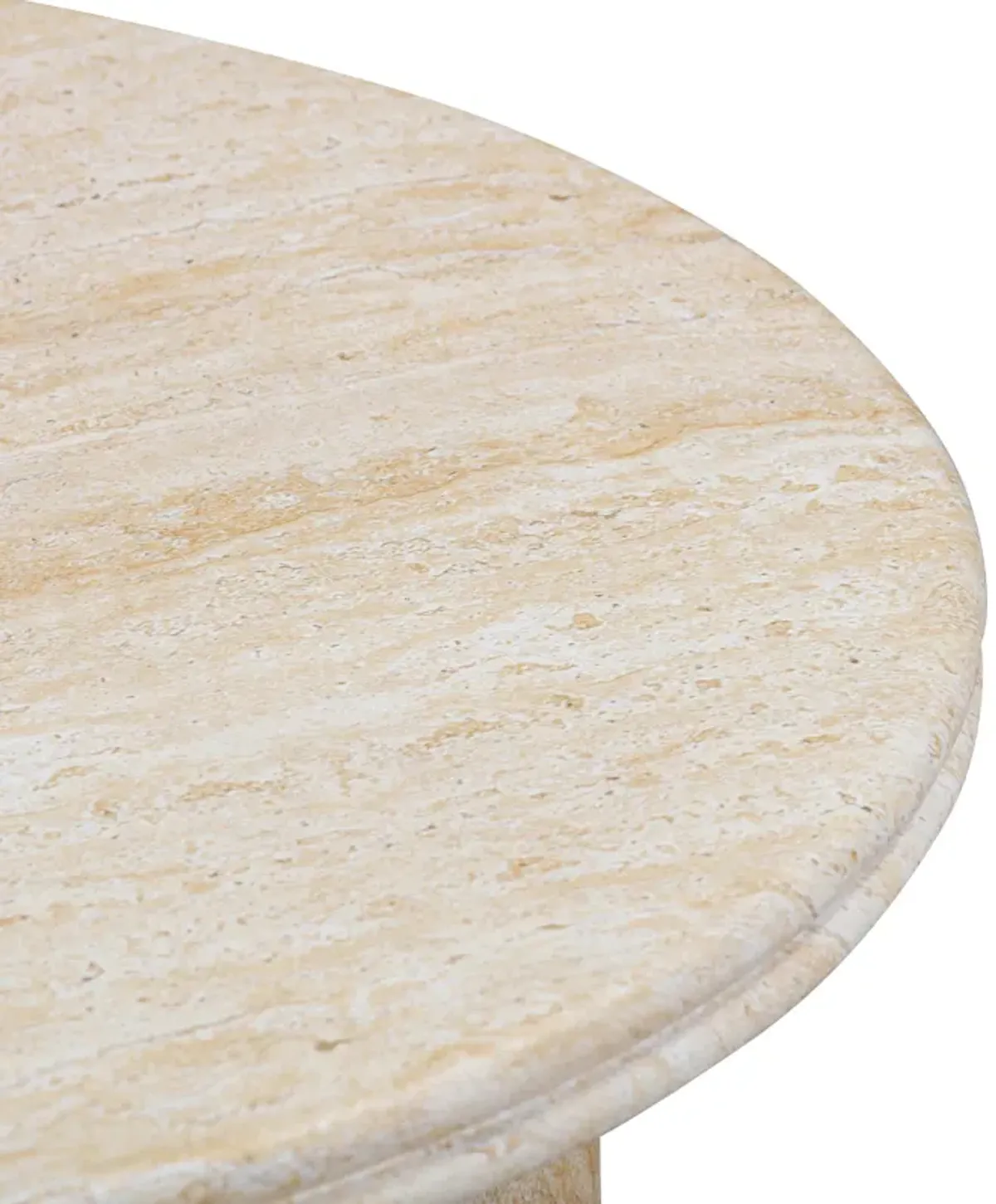 Amora Faux Travertine 26" Round Accent Table