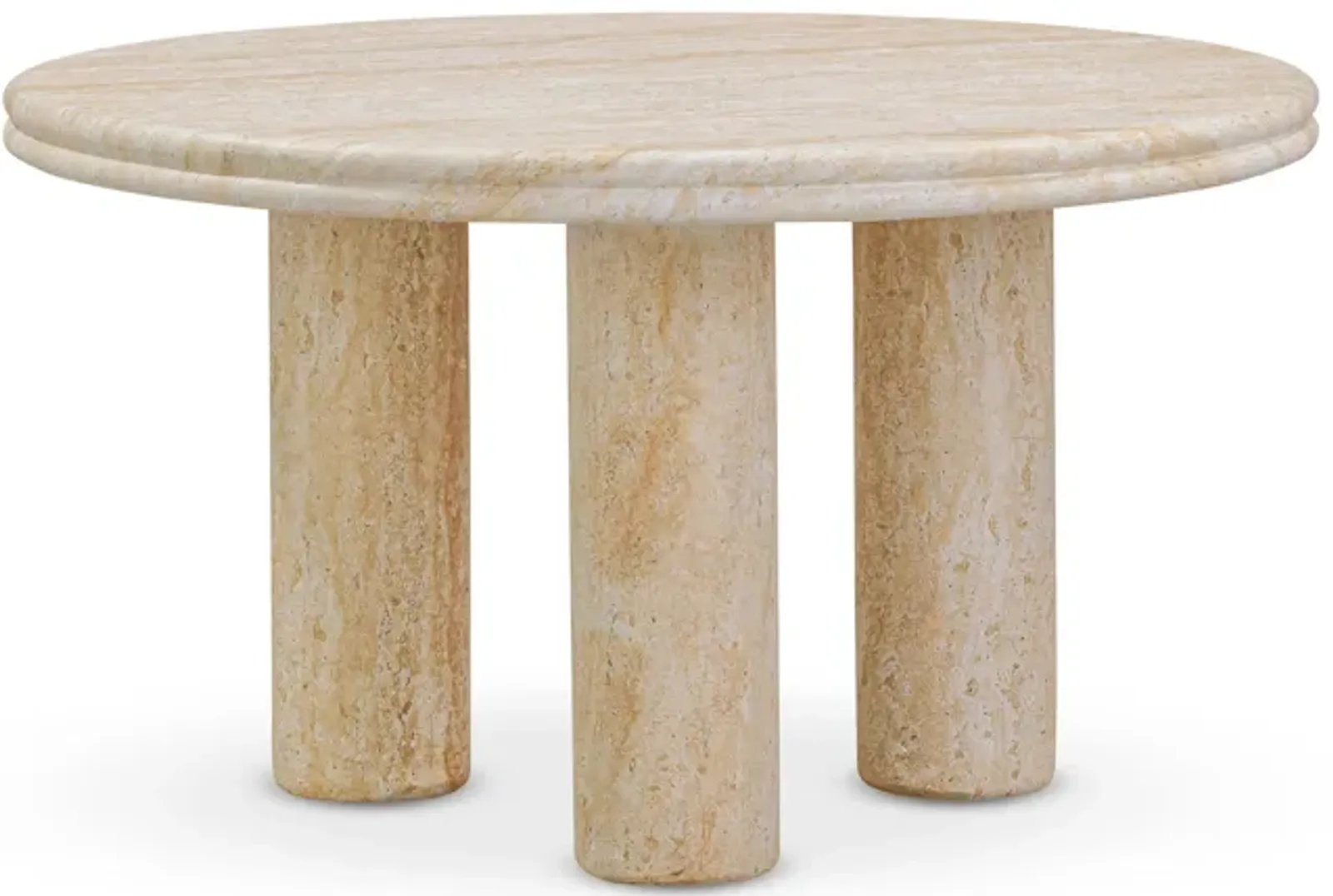 Amora Faux Travertine 26" Round Accent Table