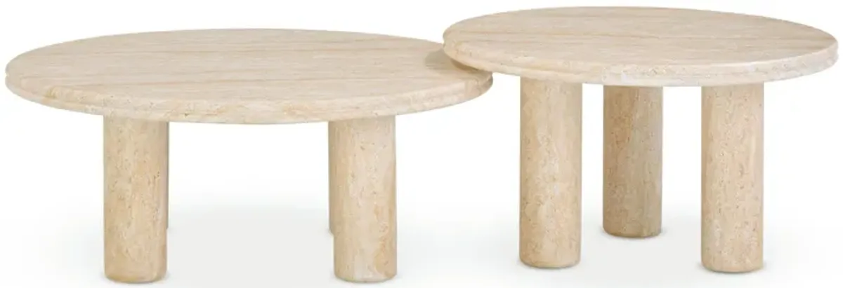 Amora Faux Travertine Nesting Accent Tables