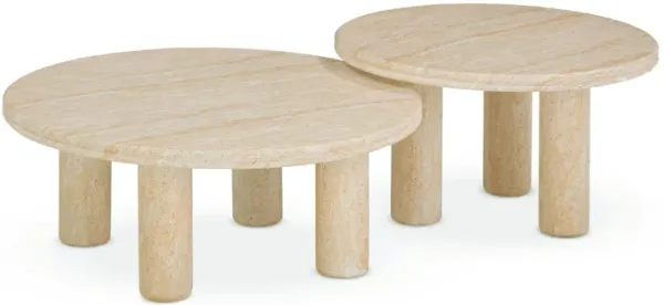 Amora Faux Travertine Indoor/Outdoor Nesting Accent Tables