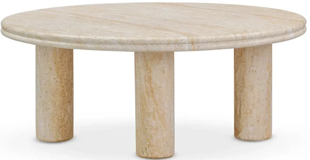 Amora Faux Travertine Indoor/Outdoor 32 inch Round Accent Table