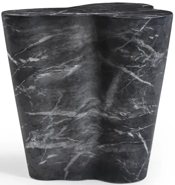 Slab Black Marble Concrete Indoor / Outdoor Side Table