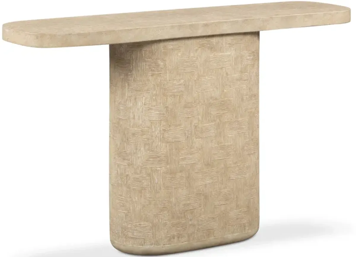 Suraya Faux Travertine Concrete Console Table