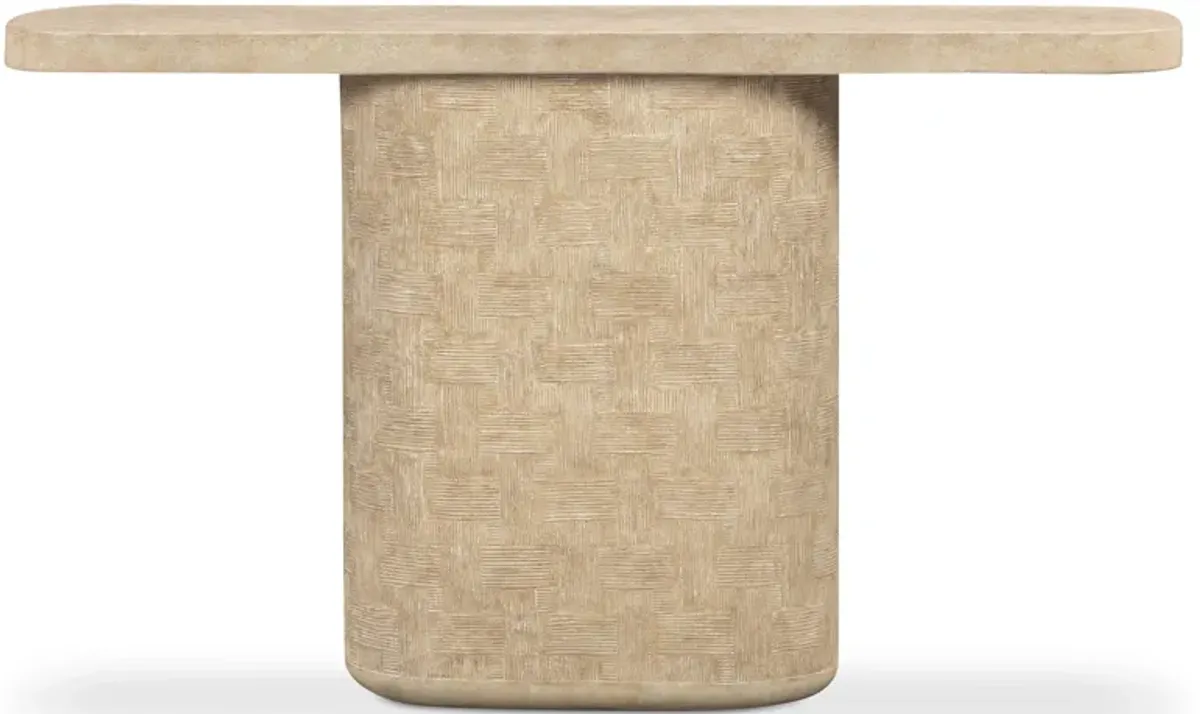 Suraya Faux Travertine Concrete Console Table
