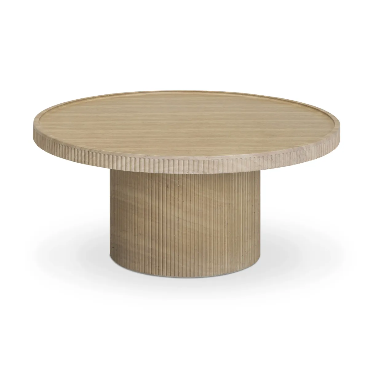 Darcy Faux Travertine Indoor/Outdoor Concrete Round Coffee Table