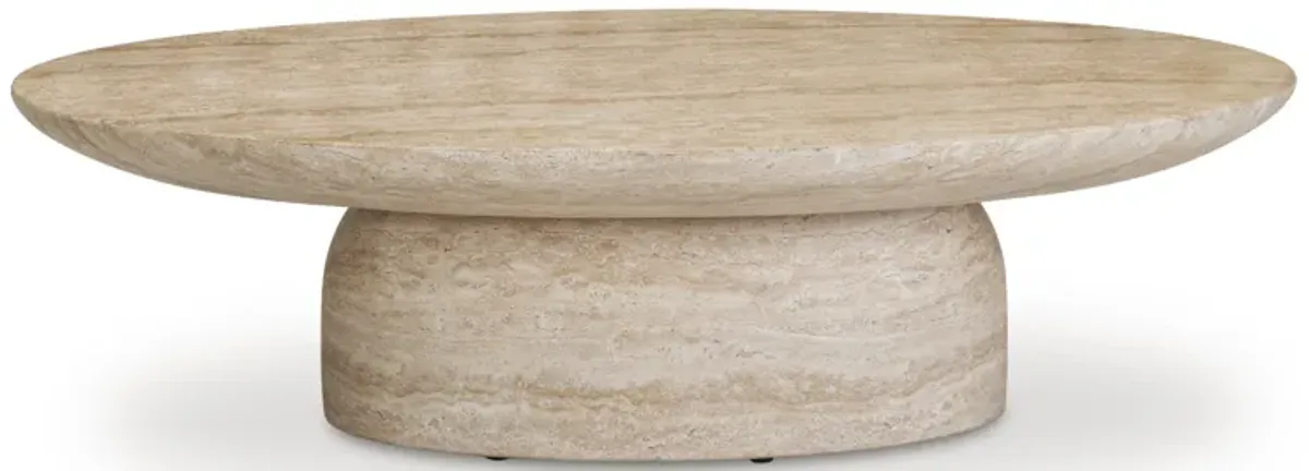 Sonia Faux Travertine Indoor/Outdoor Concrete Coffee Table