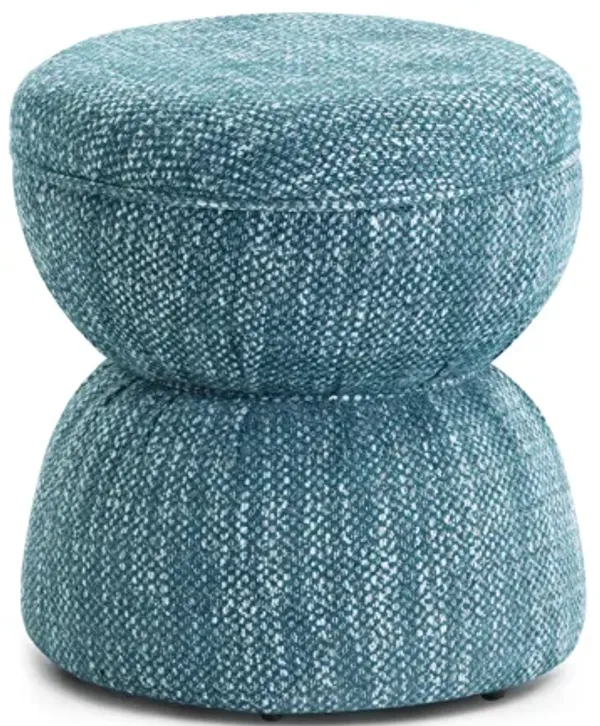 Tomlin Teal Gaming Ruched Ottoman