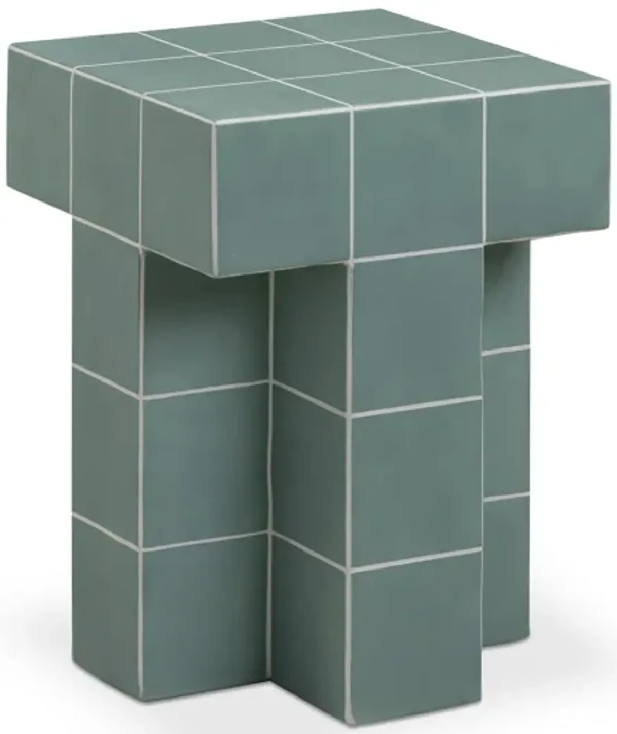 Alma Green Tile Concrete Indoor/Outdoor Side Table