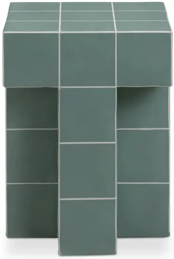 Alma Green Tile Concrete Indoor/Outdoor Side Table