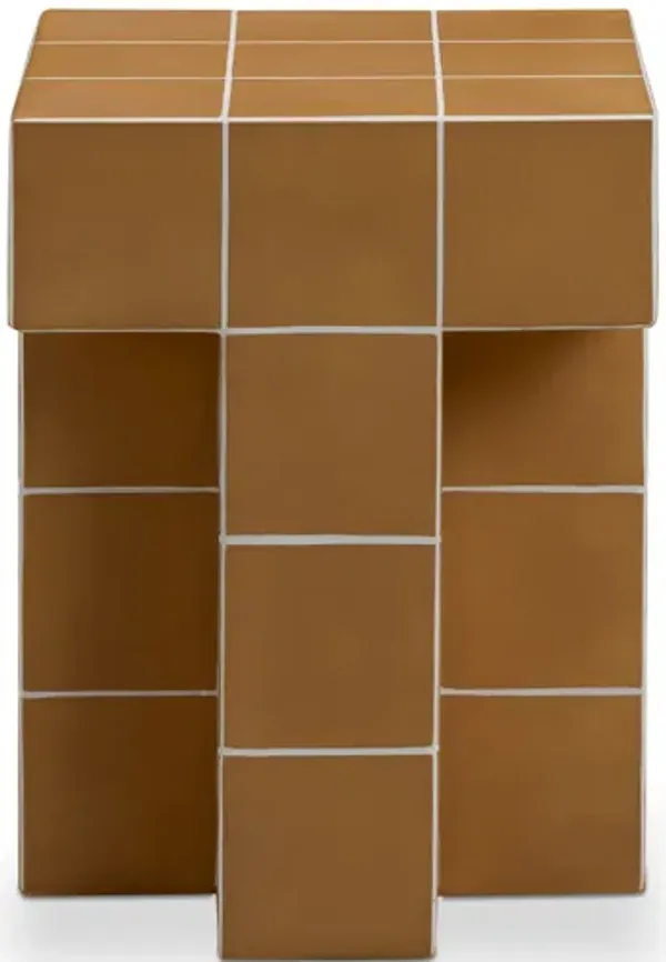 Alma Orange Tile Concrete Indoor/Outdoor Side Table