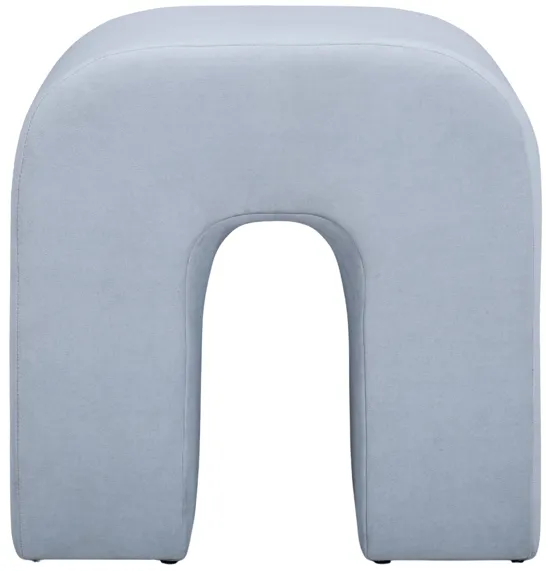 Desi Light Blue Velvet Ottoman