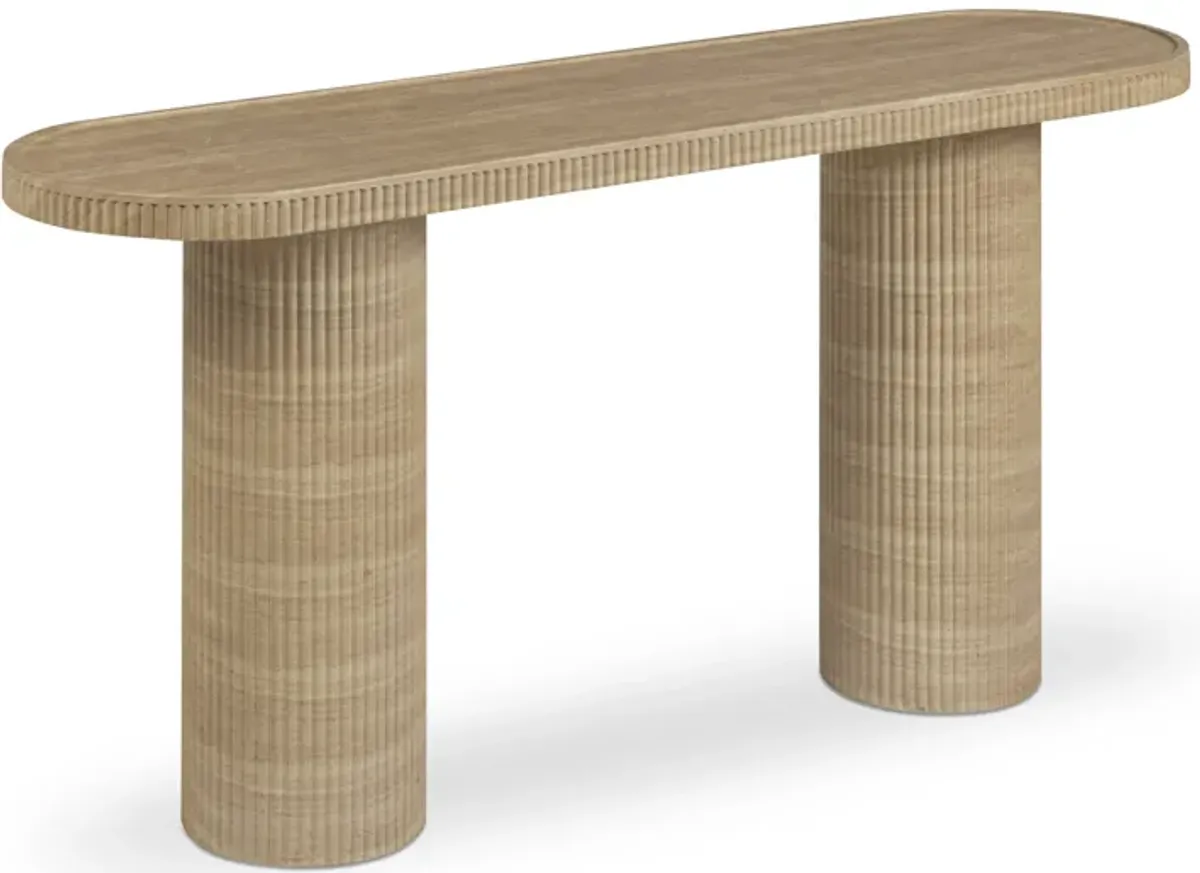 Darcy Faux Travertine Concrete Indoor / Outdoor Console Table