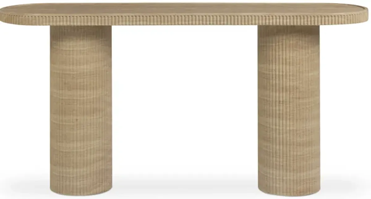 Darcy Faux Travertine Concrete Indoor / Outdoor Console Table