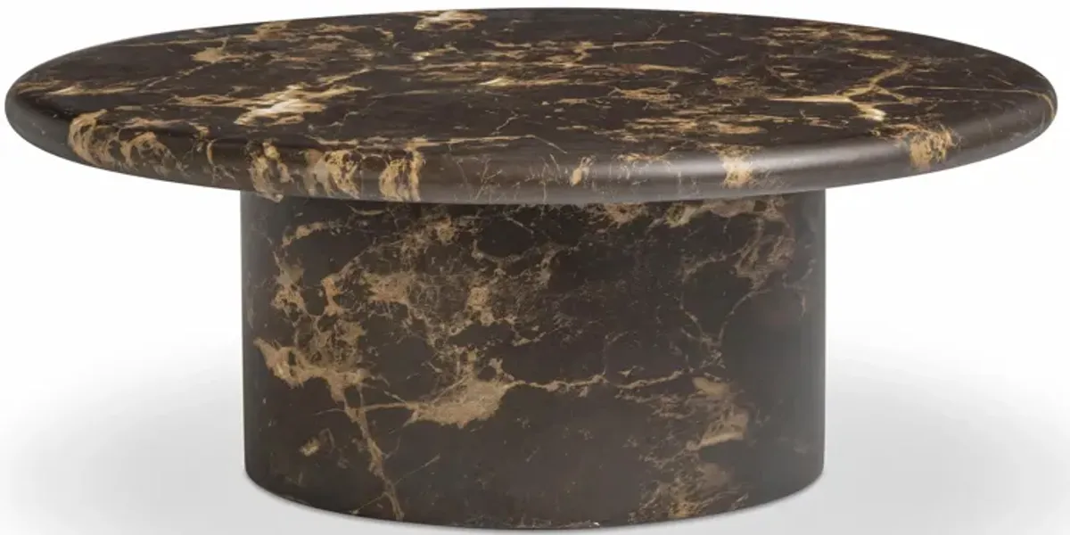 Byron Dark Brown Faux Marble Indoor/ Outdoor Concrete Round Coffee Table
