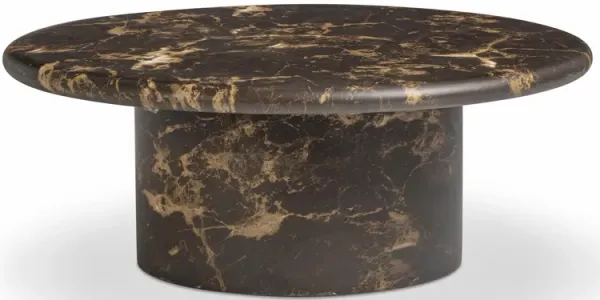 Byron Dark Brown Faux Marble Indoor/ Outdoor Concrete Round Coffee Table