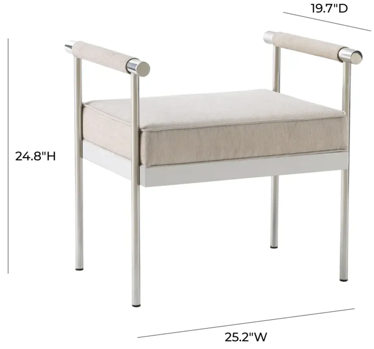 Diva Cream Velvet Bench