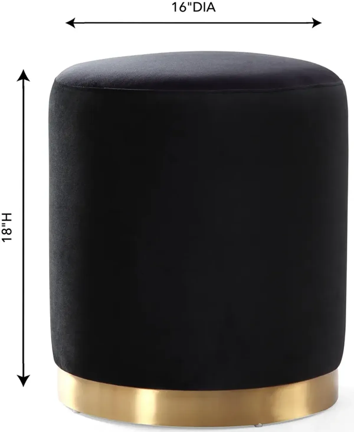 Opal Black Velvet Ottoman -Gold Base