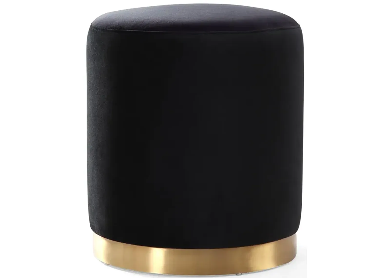 Opal Black Velvet Ottoman -Gold Base