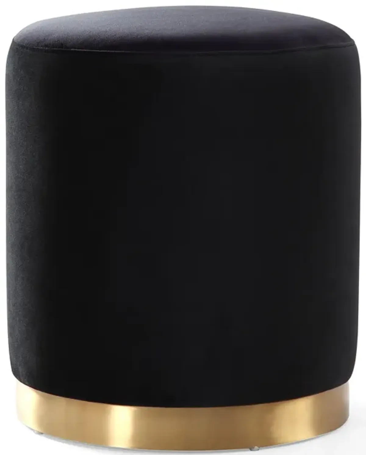 Opal Black Velvet Ottoman -Gold Base