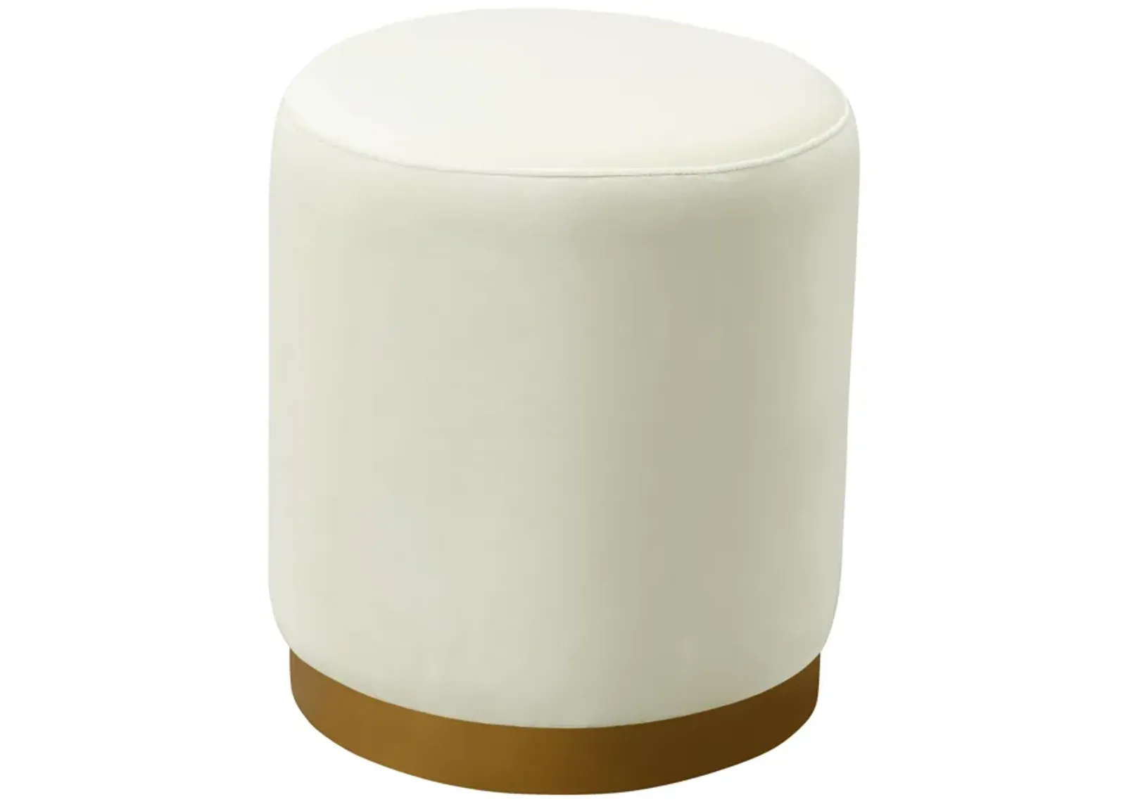 Opal Cream Velvet Ottoman with Gold Base