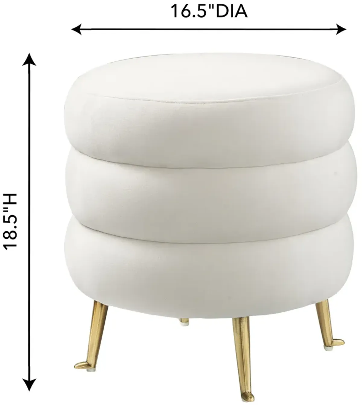 Ladder Cream Velvet Ottoman