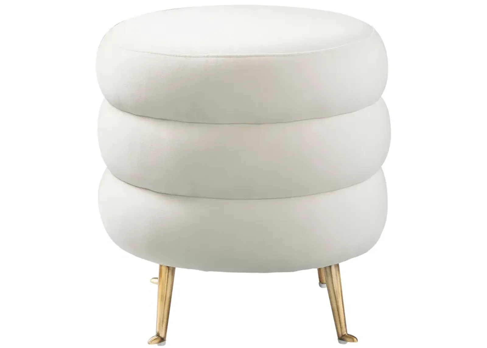 Ladder Cream Velvet Ottoman