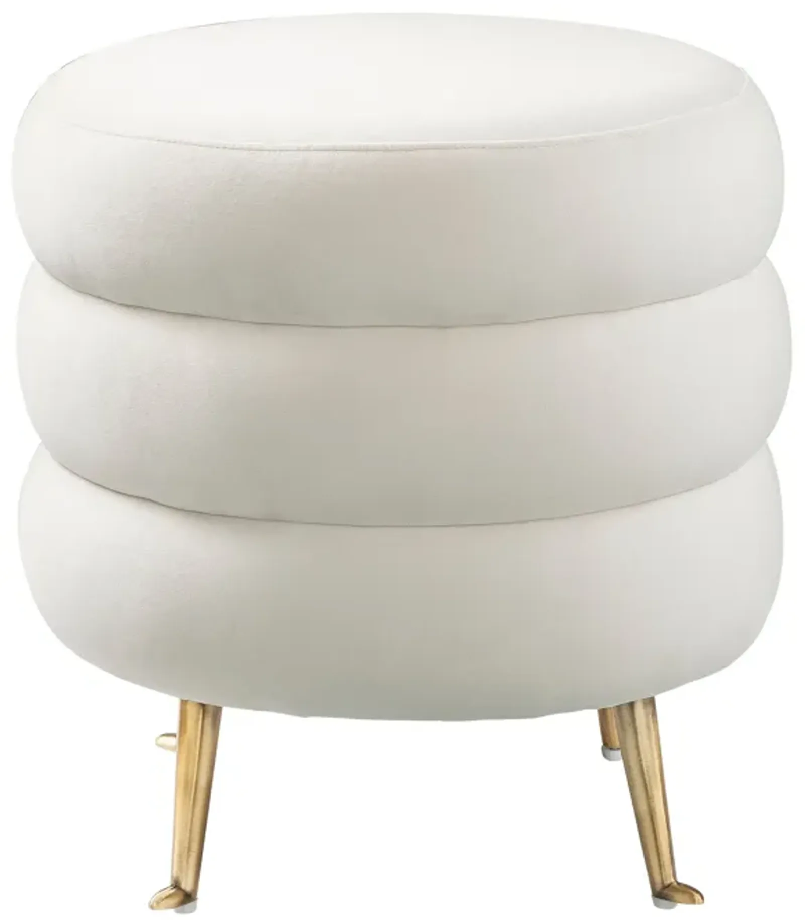 Ladder Cream Velvet Ottoman