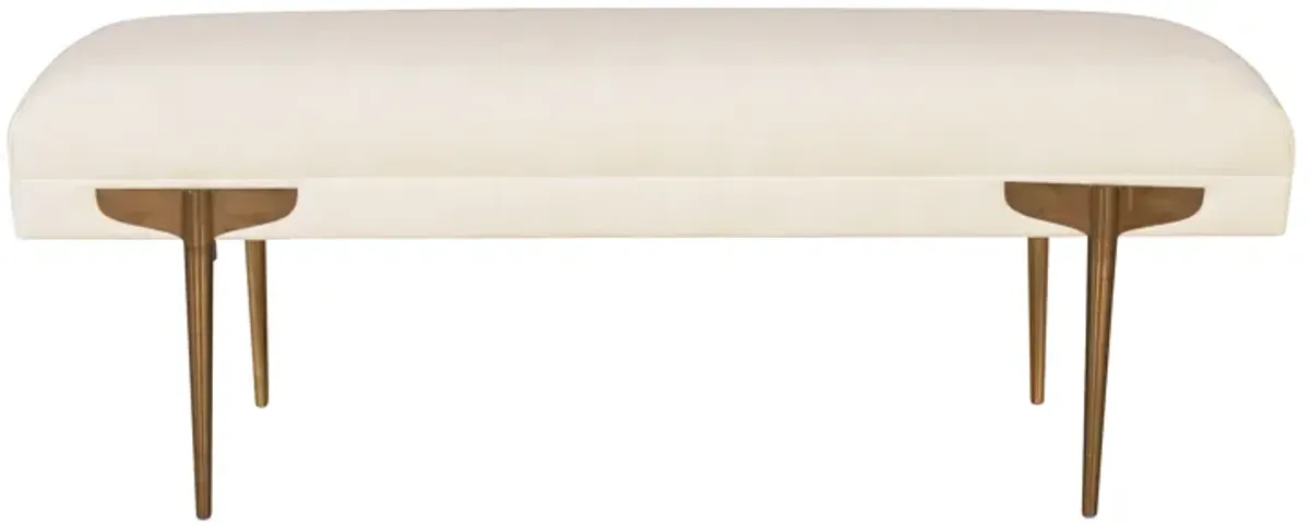 Brno White Waived Velvet Bench