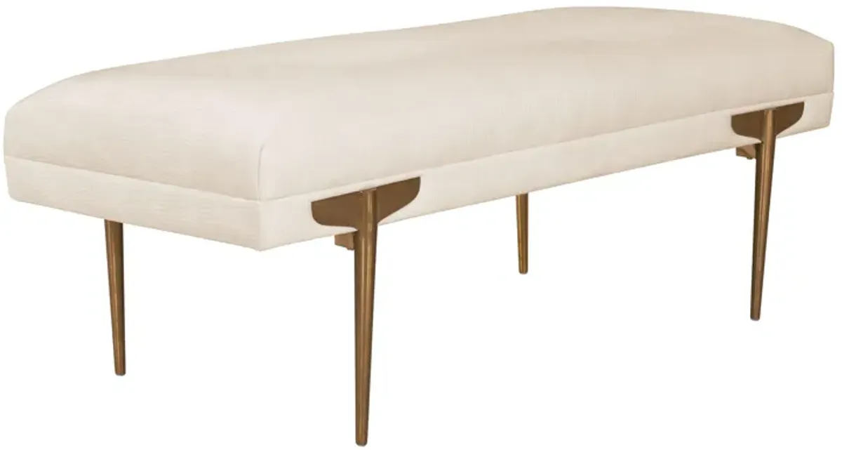 Brno White Waived Velvet Bench