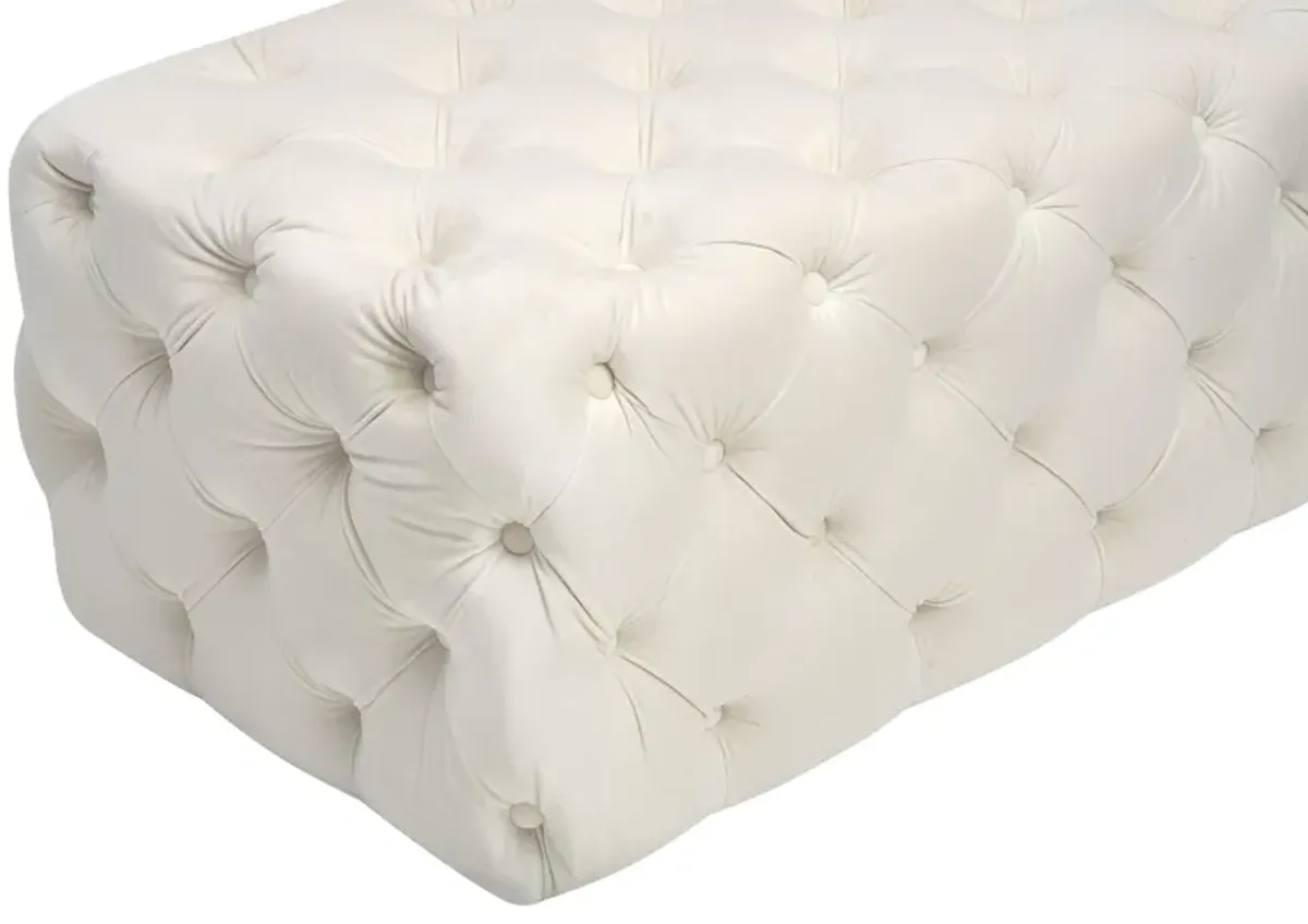 Kaylee Cream Velvet Ottoman